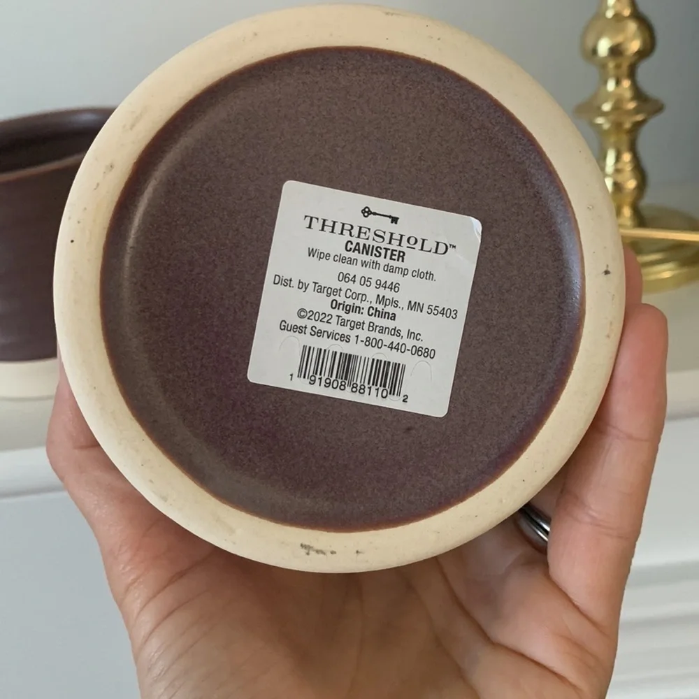 Set‎ of two Threshold Bathroom Ceramic Canisters plum purple two tones
